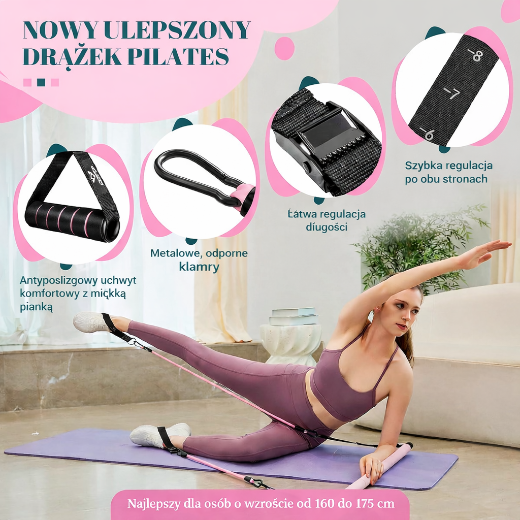 Drążek Pilates z Gumami Oporowymi