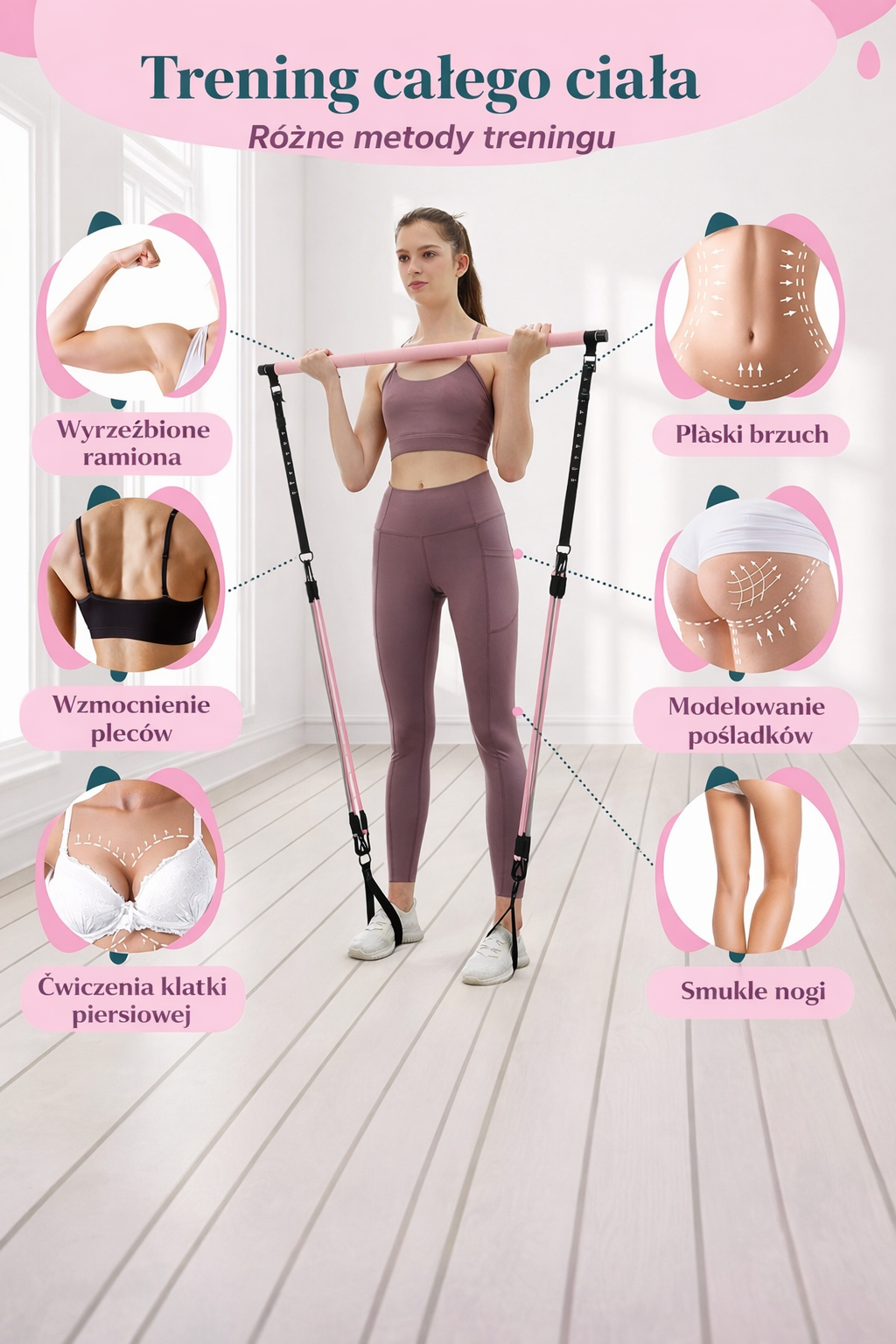 Drążek Pilates z Gumami Oporowymi